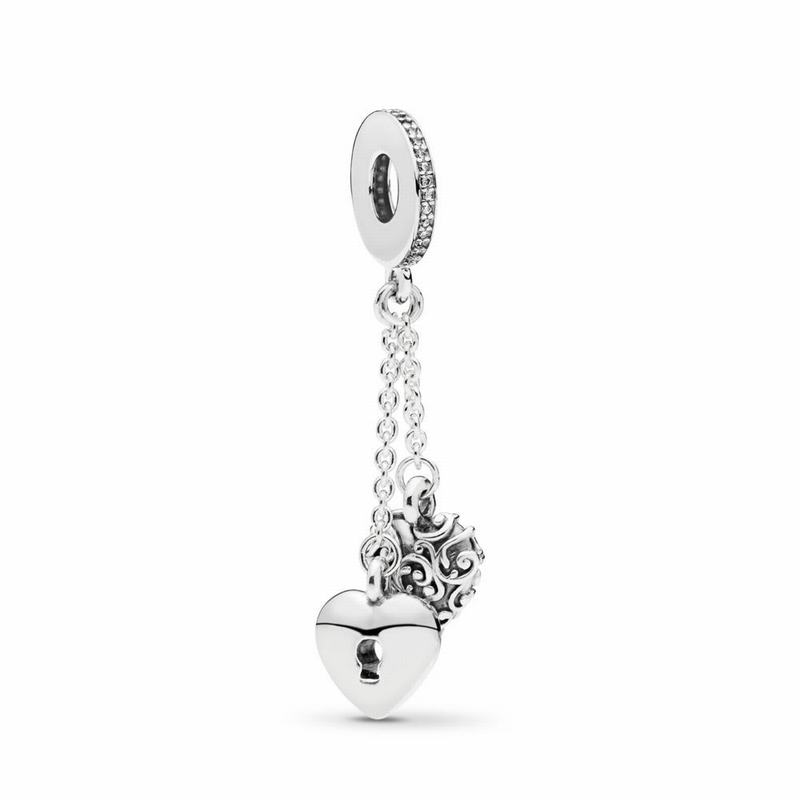 Pandora Lock & Heart Dangle Charm NZ Sale, Sterling Silver (158309-BEC)